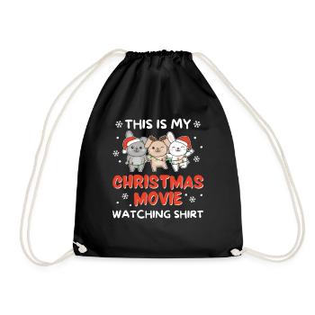 Hase Christmas Movie Watching - Turnbeutel - Schwarz - Vorne