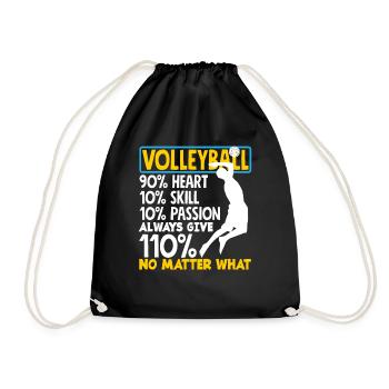 Volleyball 110% Immer Geben Kein Aufgeben - Turnbeutel - Schwarz - Vorne