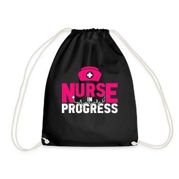 Nurse in progress - Hospital Nurse Nursing Student - Drawstring Bag - black - Front