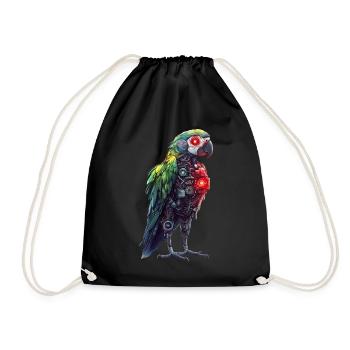 Lustige Roboter Kunst Papagei Cyborg Vogel Parrot - Turnbeutel - Schwarz - Vorne