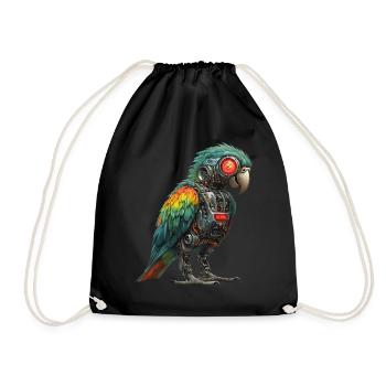 Lustige Roboter Kunst Papagei Cyborg Vogel Parrot - Turnbeutel - Schwarz - Vorne
