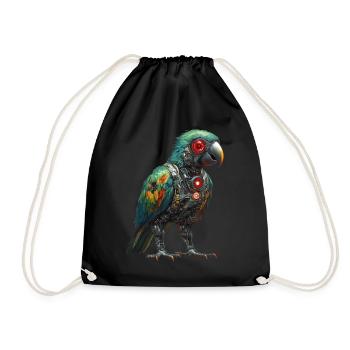 Lustige Roboter Kunst Papagei Cyborg Vogel Parrot - Turnbeutel - Schwarz - Vorne