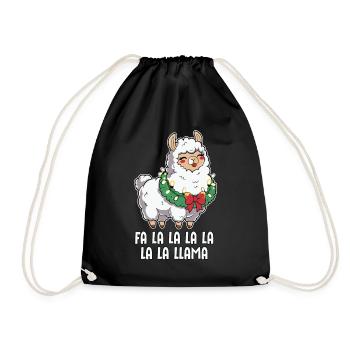 Fa La La Llama Funny Christmas Llama - Drawstring Bag - black - Front