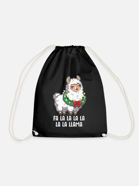 Fa La La Llama Lustige Weihnachts-Lama - Turnbeutel - Schwarz