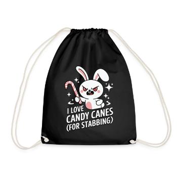 I Love Candy Canes Lustiger Weihnachtshase - Turnbeutel - Schwarz - Vorne