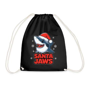 Santa Jaws Funny Christmas Shark Christmas - Drawstring Bag - black - Front