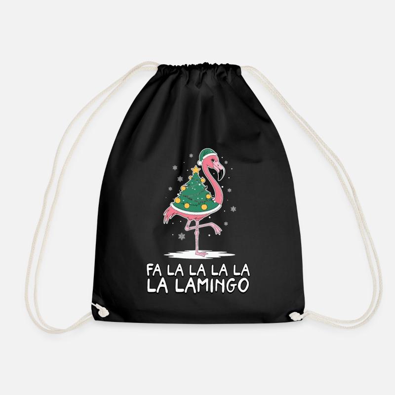 Fa La La Lamingo Lustiger Weihnachtsflamingo - Turnbeutel - Schwarz