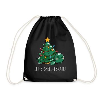 Écarquillage Mignonne Tortue de Noël - Sac de sport léger - noir - Devant