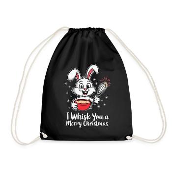 I Whisk You a Merry Christmas Weihnachten Hase - Turnbeutel - Schwarz - Vorne
