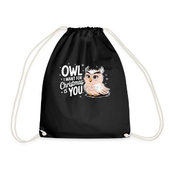 hibou que je veux pour Noël Lustige Eule Weihnachten - Sac de sport léger - noir - Devant