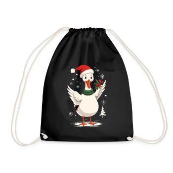 Canard de Noël avec chapeau de Noël - Sac de sport léger - noir - Devant