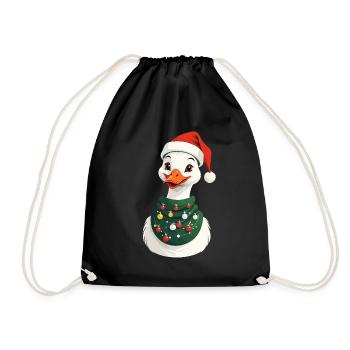 Canard de Noël avec chapeau de Noël - Sac de sport léger - noir - Devant