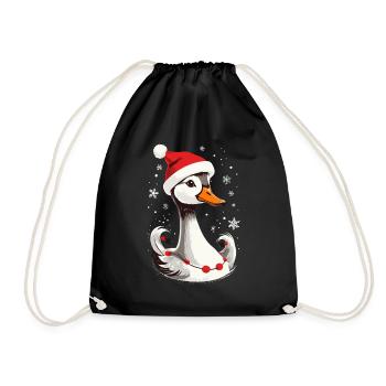 Canard de Noël avec chapeau et flocons de neige - Sac de sport léger - noir - Devant