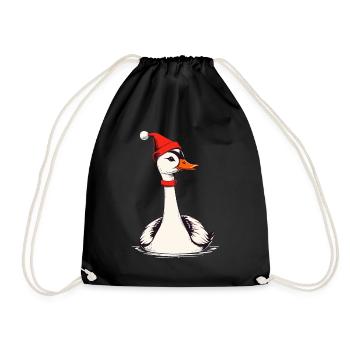 Oie de Noël avec chapeau de Noël - Sac de sport léger - noir - Devant