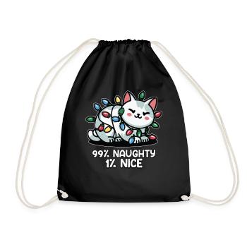 99% Naughty Funny Christmas Cat Fairy Lights - Drawstring Bag - black - Front