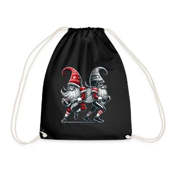 Christmas Football Gnome Dwarf Elf - Drawstring Bag - black - Front
