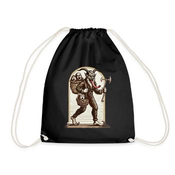 Krampus effrayant avec des enfants coquins - Sac de sport léger - noir - Devant