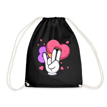 silly embarrassing sarcasm nerd geek donut - Drawstring Bag - black - Front