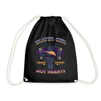 Skateboarder Skater Girl Women Sk8er Skateboard - Drawstring Bag - black - Front