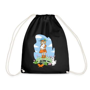 Joyeux lapin de Pâques Fille Lapin de Pâques - Sac de sport léger - noir - Devant