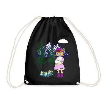 Fille Lapin Lapin Montagnes Nature Enfants Enfant - Sac de sport léger - noir - Devant