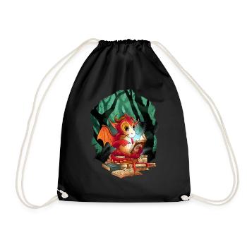 Dragon Dragon Child Kids Mythical Creature Fairy Tale - Drawstring Bag - black - Front