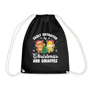 Facilement distrait par Noël et les girafes - Sac de sport léger - noir - Devant