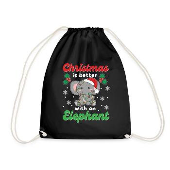 Christmas is better with an elephant - Drawstring Bag - black - Front