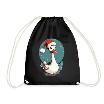 Canard festif avec chapeau de Père Noël - Sac de sport léger - noir - Devant