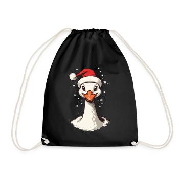 Motif de Noël sucré de canard festif avec chapeau - Sac de sport léger - noir - Devant
