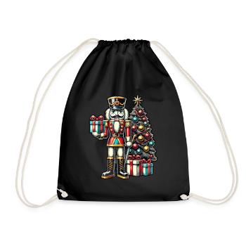 Nutcracker with Christmas tree and gifts - Drawstring Bag - black - Front