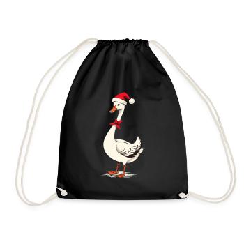 Oie festive avec chapeau de père Noël - Sac de sport léger - noir - Devant