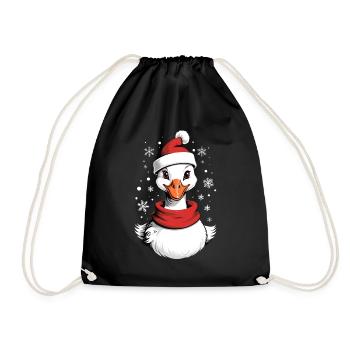 Canard de Noël avec chapeau de Noël - Sac de sport léger - noir - Devant