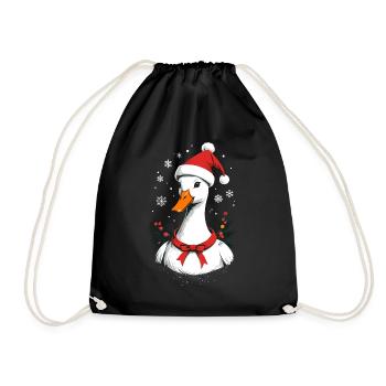 Canard de Noël avec un joli chapeau de Noël - Sac de sport léger - noir - Devant