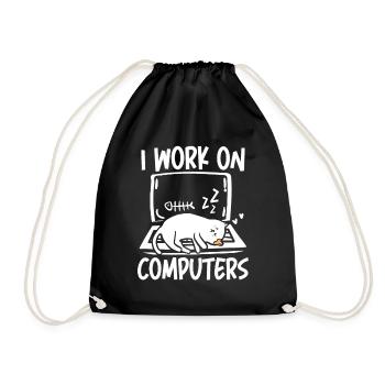 I work on computers - Turnbeutel - Schwarz - Vorne