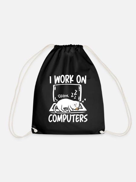 I work on computers - Turnbeutel - Schwarz