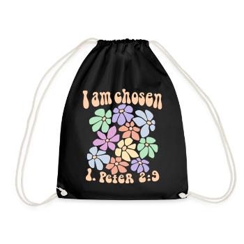 Jesus God Bible Verse Retro Christian I am chosen - Drawstring Bag - black - Front