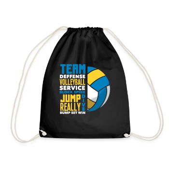 Volleyball Team Jump Defense Game - Drawstring Bag - black - Front