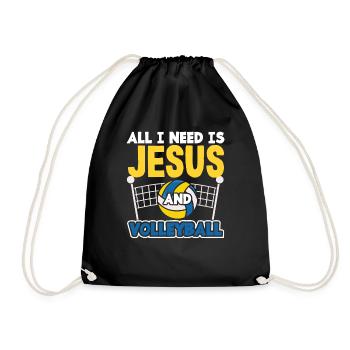 Alles Was Ich Brauche Ist Jesus Und Volleyball - Turnbeutel - Schwarz - Vorne