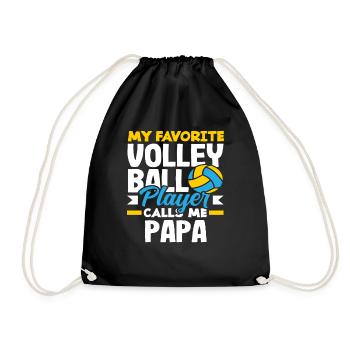 My favorite volleyball player calls me dad - Drawstring Bag - black - Front