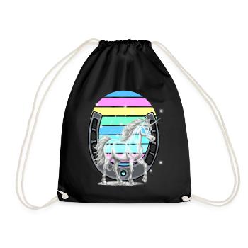Einhorn Einhörner Regenbogen Pferd Pferde - Turnbeutel - Schwarz - Vorne