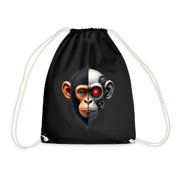 Lustiger Roboter Kunst Affe Cyborg Tier AI Monkey - Turnbeutel - Schwarz - Vorne