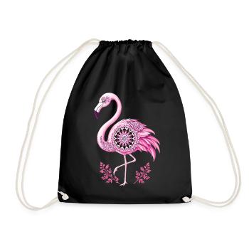 Mandala Flamingo Flamingo Waterfowl Flamingo - Drawstring Bag - black - Front