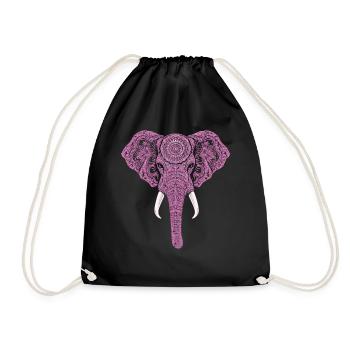 Mandala Elefant Elefanten Spiritueller Mandala - Turnbeutel - Schwarz - Vorne