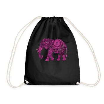 Mandala Elefant Elefanten Spiritueller Mandala - Turnbeutel - Schwarz - Vorne