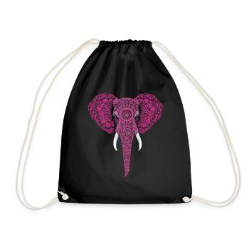 Mandala Elefant Elefanten Spiritueller Mandala - Turnbeutel - Schwarz - Vorne