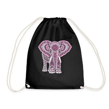 Mandala Elefant Elefanten Spiritueller Mandala - Turnbeutel - Schwarz - Vorne