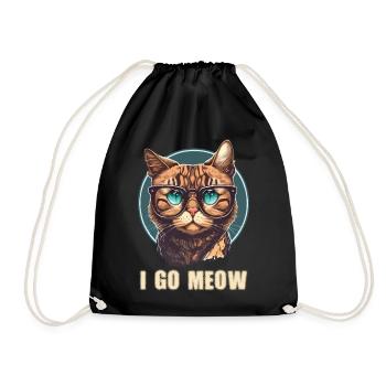 "I Go Meow" Perfect for cat lovers with a sense of humor - Drawstring Bag - black - Front