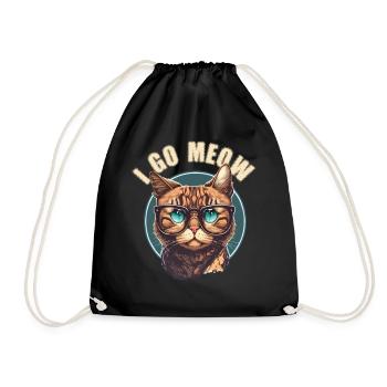 "I Go Meow" Perfect for cat lovers with a sense of humor - Drawstring Bag - black - Front