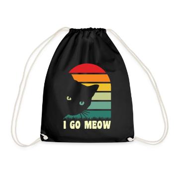 "I Go Meow" Perfect for cat lovers with a sense of humor - Drawstring Bag - black - Front